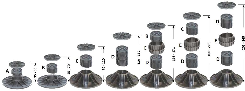 pdf 1122L základna o průměru 200 mm pro výšky 35 až 70 mm spára 4 mm pod dlažbu 1123L