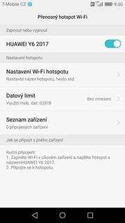 Poté zvolíte Přenosný hotspot Wi-Fi.