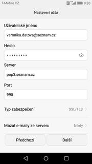 21 z 37 seznam.cz stisknete ikonu E-mail. Vyberete možnost Ostatní. 3. Vyplníte vaší e-mailovou adresu, heslo a stisknete tlačítko Další. 4. Dále stisknete tlačítko POP3.