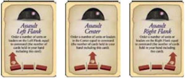 (6x) Assault Left Flank (útok levé křídlo) - Vydejte rozkaztolika jednotkám na levém křídle, kolik karet velení máte v ruce, včetně této karty.