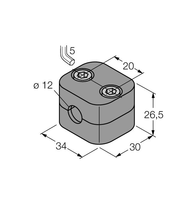 Při použití lineárních senzorů Q25L: doporučená vzdálenost mezi senzorem a magnetem: 3 5 mm BSS-12