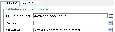 Do cíle odkazu se podobně jako u obrázku vloží get.php?id=1234, což je interní odkaz na vybraný soubor.