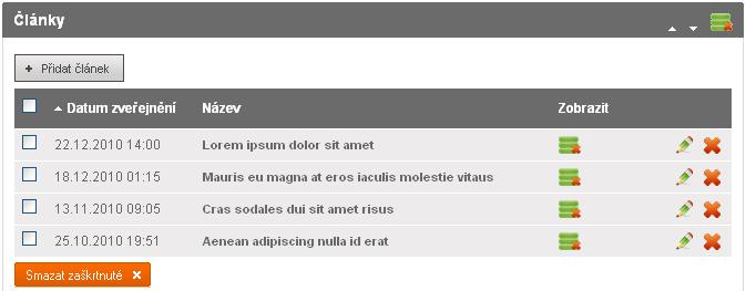 13. Články 13 Články Díky tomuto modulu máte možnost na svých stránkách zveřejňovat články. V principu se tento modul podobá článkům na zpravodajském serveru či blogu.