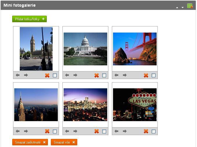 18. Minifotogalerie 18 Minifotogalerie Minifotogalerie umožňuje na stránku jednoduchým způsobem vkládat dodatečné fotky.