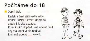 KROKOVACÍ PÁS JAKO POMŮCKA PRO ŘEŠENÍ SLOVNÍCH ÚLOH [obrázek] Hejný M., Jirotková D., Slezáková Kratochvílová J., učebnice Matematika pro 1/ II. díl pro ZŠ, 1.