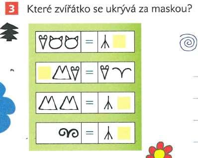 Koho děda Lesoň postaví do růžového družstva proti modrému družstvu, aby byla obě družstva stejně silná? Které zvířátko je ukryto za maskou?