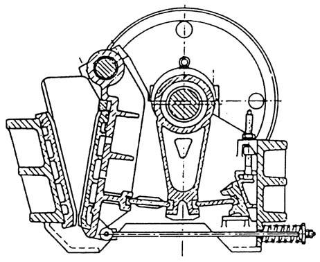 Obr..2. Kinematické schéma pohonu čelistí drtiče klikovým mechanismem. Obr..5.