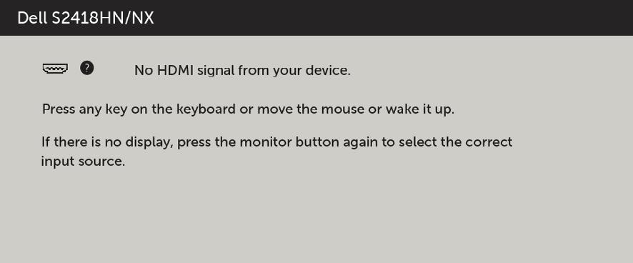 Chcete-li vstoupit do nabídky OSD, aktivujte počítač a probuďte monitor Po stisknutí některého tlačítka vyjma vypínače se v závislosti na vybraném vstupu zobrazí jedna z následujících varovných