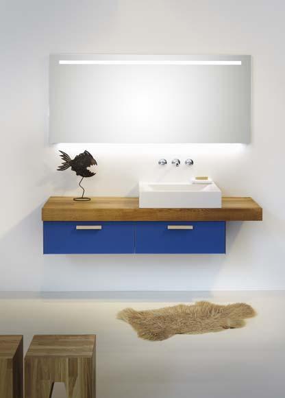 Corian top with integrated washbasin and vanity table, Forever, blue