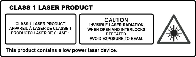 BEZPEČNOSTNÍ POKYNY Laserové zařízení třídy A Upozornění. Neviditelné laserové záření v případě otevření krytu a poškození. Vyhněte se paprskem laserového záření.