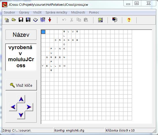 Do rámečku pod Název vložíme název cvičení. Potom stiskneme tlačítko Vlož klíče a vložíme zástupný text. Ve volbě Možnosti --> Konfigurovat výstup nastavíme potřebné parametry.