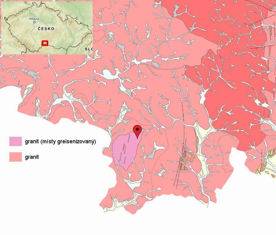 Obrázek 3: Geologická mapa ložiska a okolí.