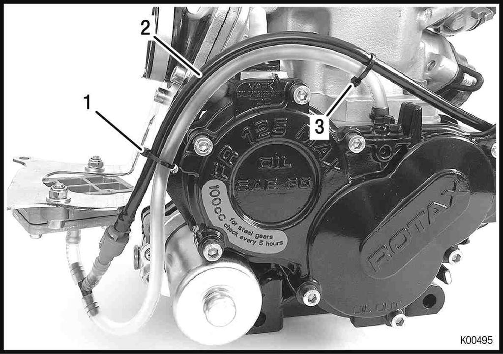 ROTAX 125 MAX evo, Junior MAX evo, Mini MAX evo, Micro MAX evo Upevněte jiný stahovací pásek (1) na místo