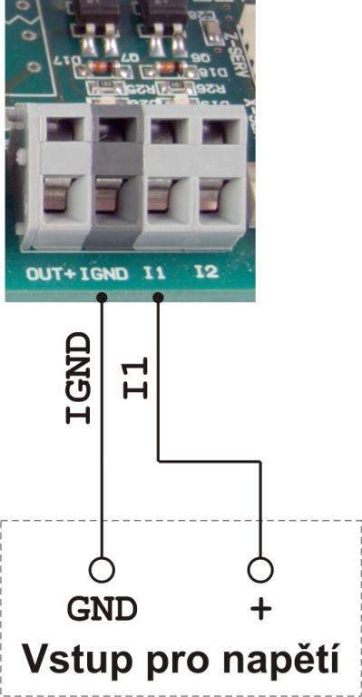 Quido ETH 2/xx Vstup pro napětí Zapojení vstupu pro napětí je patrné z následujícího obrázku. V ý s t u p y obr.