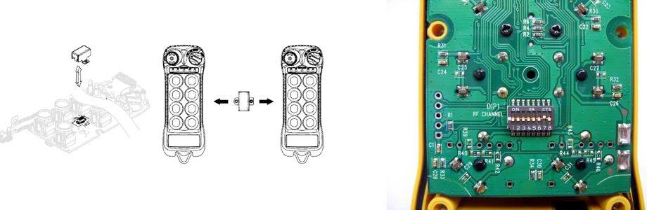 6. Výměna vysílače Výměnu vysílače je potřeba provést následujícím postupem: 1. Vyměnit I-CHIP 2. Nastavit DIP-switch DIP1 na desce s plošnými spoji nového vysílače podle původního.