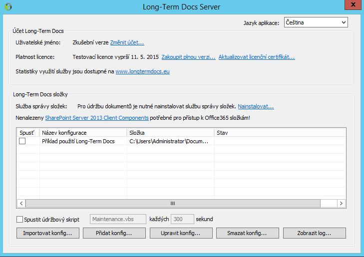 3. Nastavení Long-Term Docs 3.1. Spuštění rozhraní Long-term Docs Po úspěšné instalalci je na ploše dosupná ikona Long-Term Docs Server.