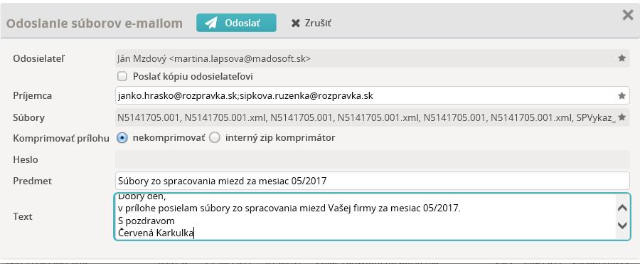 Súbory určené na hromadné uloženie sa označia, a následne sa klikne na voľbu Uložiť označené. Vytvorí sa súbor zip, v ktorom sú súbory roztriedené podľa typu do samostatných adresárov.