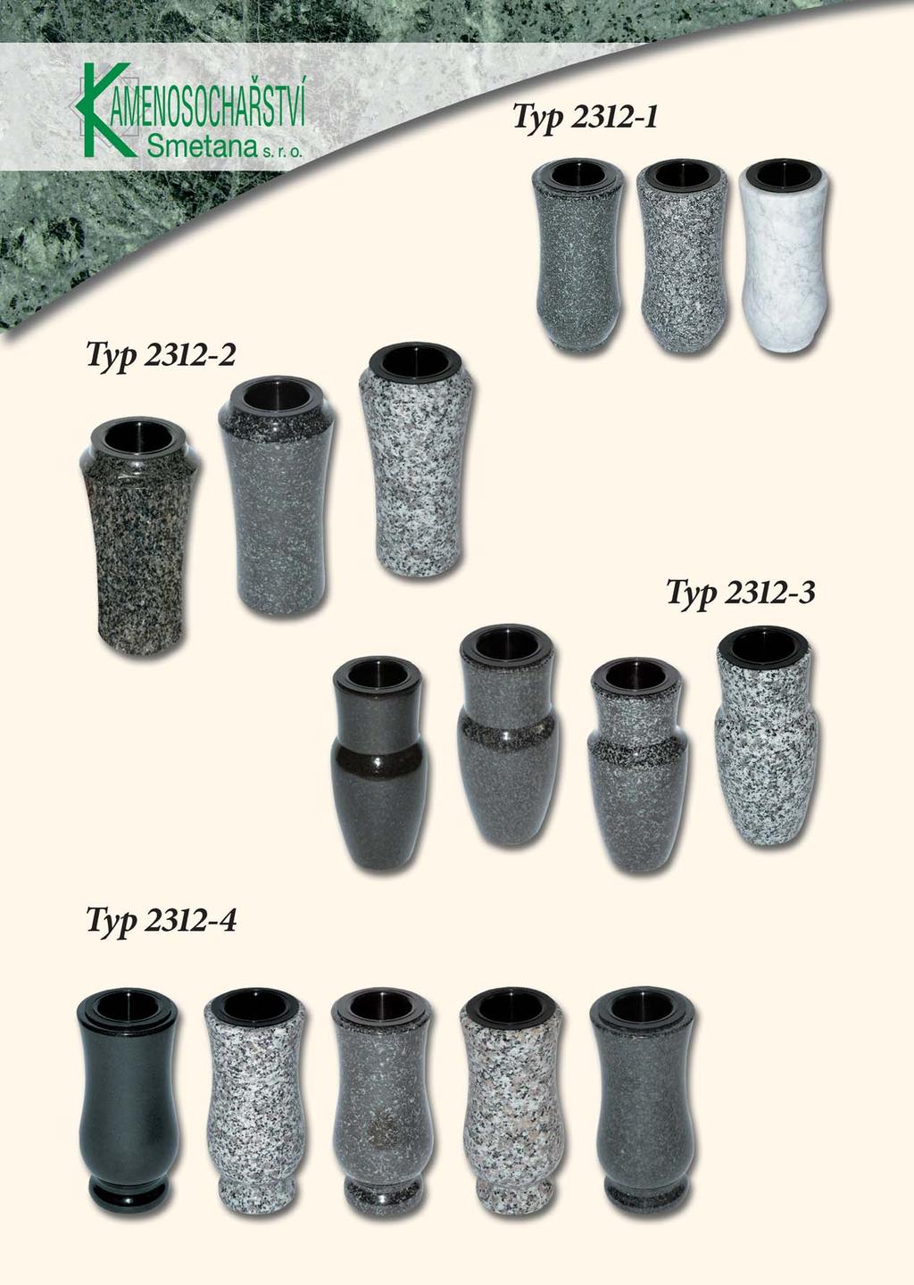 PrÛmûr vázy 11 cm. V ka vázy 22 24 cm. Součástí dodávky všech těchto typů váz je plastová vložka č. 1, která má průměr 6 cm a výšku 17 cm. SYENIT VAHLOVICE CARRARA PrÛmûr vázy 11 cm.