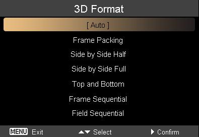 6 Ak sa vo 3D Format (Formáte 3D) nezobrazujú žiadne informácie, vyberte vhodné informácie na správne zobrazenie