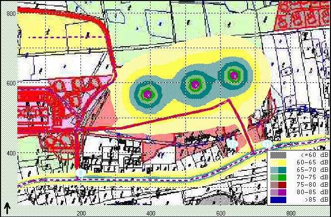 Skácel A., 2006: Ostravice centrum, Oznámení dle pílohy. 4 zák. 100/2001 Sb. str. 128 z 142 Obr.. 9 Hluk z výstavby Lokalita Hotel Tab.