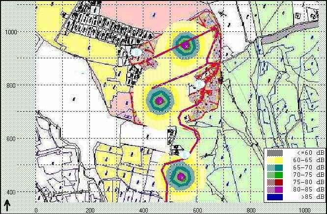 Skácel A., 2006: Ostravice centrum, Oznámení dle pílohy. 4 zák. 100/2001 Sb. str. 129 z 142 Obr.. 10 Hluk z výstavby Lokalita Wiew Tab.