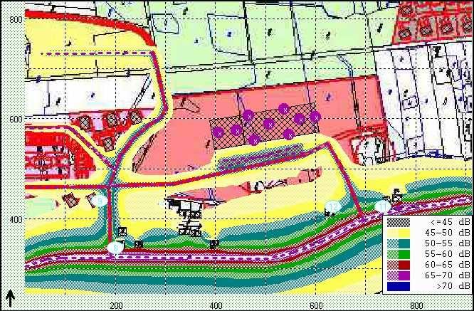 Skácel A., 2006: Ostravice centrum, Oznámení dle pílohy. 4 zák. 100/2001 Sb. str. 132 z 142 Obr.. 13 Hluk z provozu Lokalita Hotel, denní doba Tab.. 11 Hladiny hluku z provozu, Lokalita Hotel Výp.