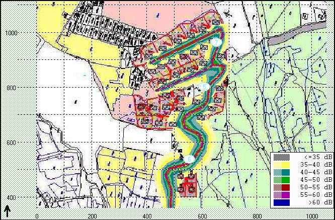 Skácel A., 2006: Ostravice centrum, Oznámení dle pílohy. 4 zák. 100/2001 Sb. str. 133 z 142 Obr.. 14 Hluk z provozu Lokalita Wiew Tab.. 12 Hladiny hluku z provozu, Lokalita Wiew Výp. bod.