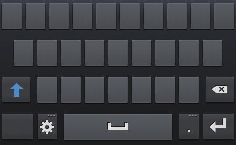 Zadávání textu pomocí klávesnice Samsung 1 Při otevřeném poli pro zadávání textu přetáhněte horní lištu s ikonami a oznámaními směrem dolů. Tím otevřete panel oznámení.