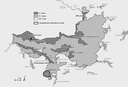 Zonace a maloplošná chráněná území v NP České Švýcarsko 3.3. Ochrana přírody Zonace NP byla vyhlášena Vyhláškou Ministerstva životního prostředí ČR č. 118/2002 Sb.