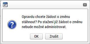 1 Stažení žádosti o změnu Poté, co je žádost o změnu finalizována a podepsána, je podána na ŘO, kde dochází k její administraci.