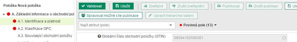 Jelikož jsou detailní informace o produktu již uloženy u kusu (základní jednotky), vyplňují se pro karton či paletu (obchodní a logistické jednotky) zpravidla pouze tyto údaje: všechna povinná data