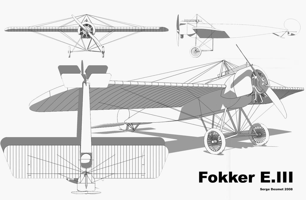 3.1.2 Fokker E.III Technické údaje Maximální rychlost Hmotnost (prázdný stroj) Dolet Délka Rozpětí křídel Výrobce Typ motoru Fokker E.III 150 km/h 399 kg 359 km 7,2 m 9,52 m Fokker Oberursel U.