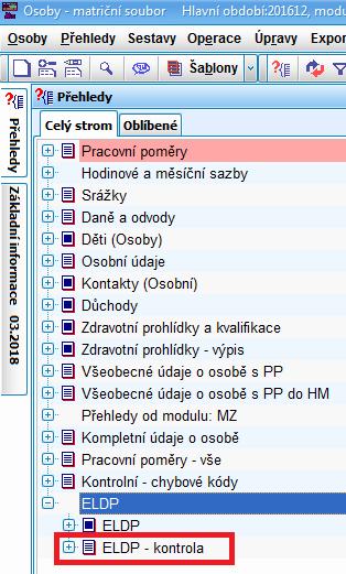 Stromeček v modulu MS (osoby)/přehledy/eldp,eldp - kontrola Pokud přehled ELDP-kontrola nenajdete, volejte nám.