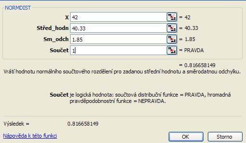 2.3. ČASOVÁ ANALÝZA STOCHASTICKÝCH PROJEKTŮ 111 Řešený příklad 2.12. Střední hodnota doby trvání projektu v řešeném příkladu 2.8 je 40,33 týdnů s rozptylem 3,43.