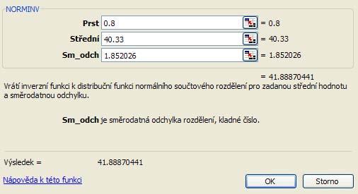 112 KAPITOLA 2. SÍŤOVÁ ANALÝZA Příklad 30. Vezměme řešený příklad 2.12. Pokud pro jeho řešení použijeme funkci NORMINV, zadáváme pravděpodobnost, střední hodnotu doby trvání a směrodatnou odchylku, viz obrázek 2.