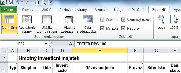 Nastavení vzhledu Karta Zobrazení Normální (popř. stejné tlačítko vedle lupy) Zobrazení skupina Zobrazit (např.