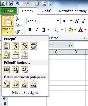 Možnosti schránky Data ze schránky (CTRL+C) je možné vložit více způsoby: Domů