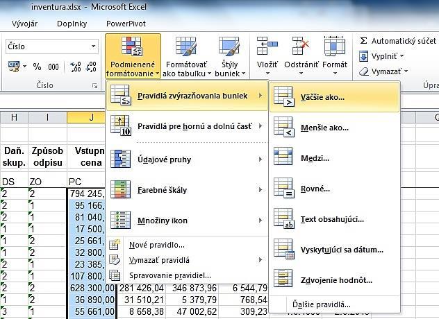 Podmíněné formátování 1 Vzhled buněk se může měnit podle jejich obsahu (např.