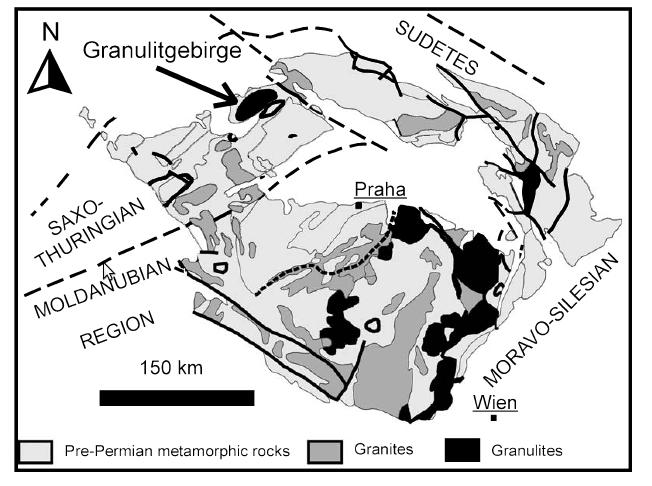 granulitů by protolitem mohly být sedimentární polohy, ze kterých jinak vznikají paraamfibolity (Hejtman, 1962). Podmínky vzniku jsou teploty 700 900 C a tlaky 1 1,2 GPa.