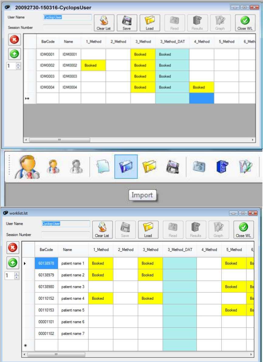 2 Software přiřadí novému seznamu úloh název, který vznikne kombinací položek Session Number User Name (Název relace uživatelské jméno). 2.