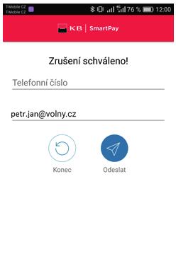 Na smartphonu/tabletu se zobrazí seznam transakcí, které byly uskutečněny s danou platební kartou v daný den. Pozor!