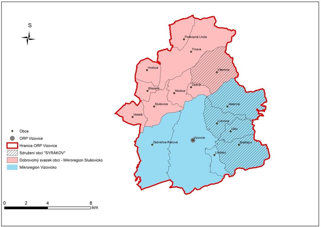 2 Souhrnná zpráva za všechny DSO v území Ve správním obvodu ORP Vizovice působí 3 dobrovolné svazky obcí (Dobrovolný svazek obcí Mikroregion Slušovicko,