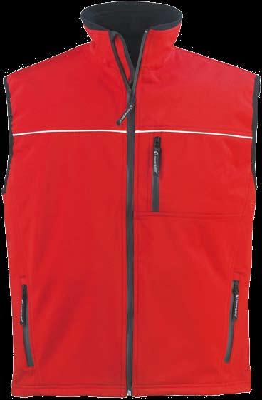 polar fleece, 310 g/m 2, vnitřní materiál 100% polyesterový úplet, reflexní proužek softshell vest, outshell softshell 94%