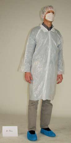 PRACOVNÍ ODĚVY / Workwear 41214 _CLOTHES HS41214 bílý plášť, polyetylen, tloušťka 30 mikronů, zapínání na 3