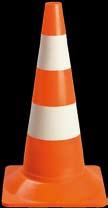 cm traffic cone, plastic polyethylene, fluorescent red colour and 2 white stripes,