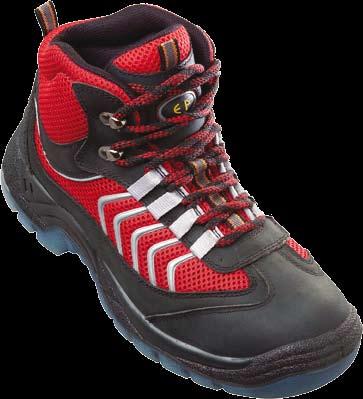 BEZPEČNOSTNÍ OBUV / Safety shoes ACTINOTE LOW S1P _OBUV Svršek / Upper Podešev / Sole EN 20 345 G9ACTL buvolí kůže a červená síťovina crazy horse