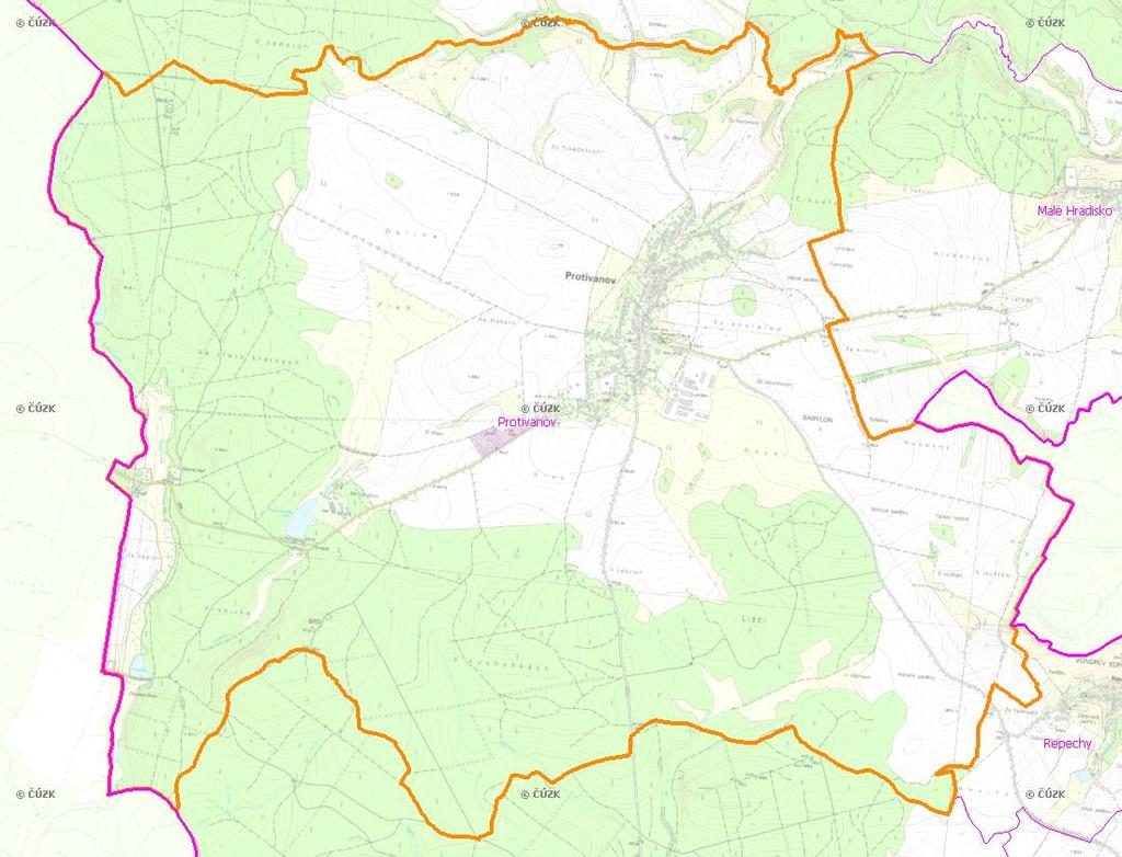 A. NÁZEV OBCE Název části obce (ZSJ): Protivanov Mapa A: Území obce Přehledová mapka