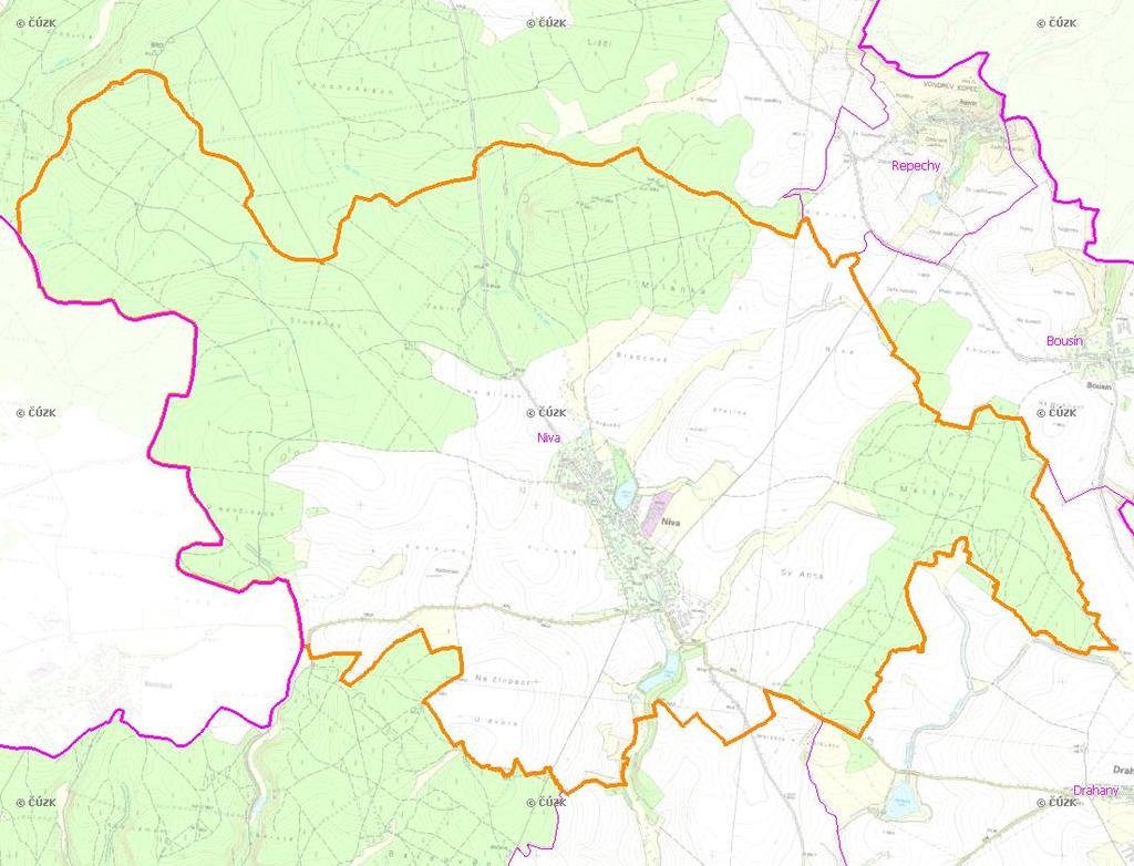 A. NÁZEV OBCE Název části obce (ZSJ): Niva Mapa A: Území obce Přehledová mapka Kód