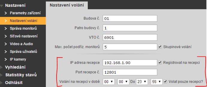 nastavení -> Dveřní stanice) b) mezi hlavním monitorem a jeho podřízenými monitory z hlavního monitoru se lze dovolat na své podřízené monitory zadáním např.