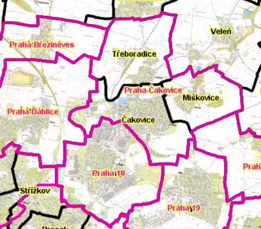 Geografické vymezení spádového území Po dohodě se zadavatelem pracuje demografická studie s následujícími variantami: 1. Střední varianta pro MČ Praha Čakovice 2.